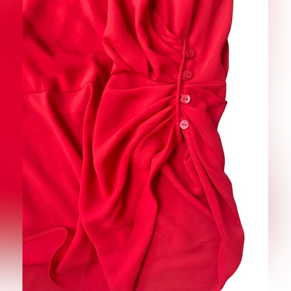 Trouvé Red Drape Front Ruched Blouse Long Sleeve V-Neck – Size Small - Picture 9 of 16